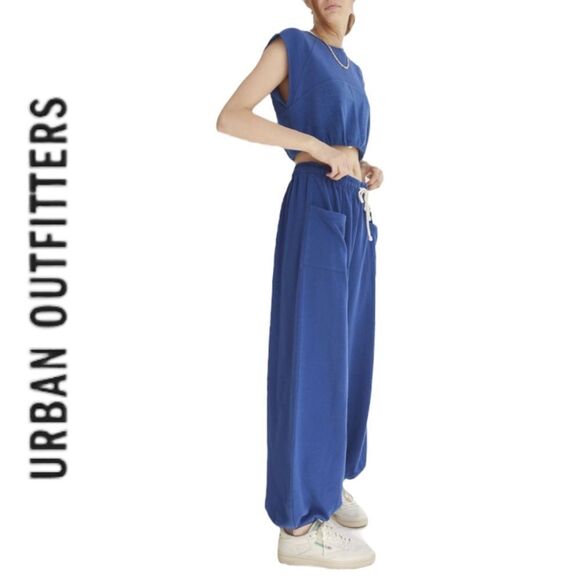NEW Urban Outfitters UO Out From Under Taylor Blue Oversized Pants M - Picture 2 of 3